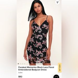 NWT Summer Lulus Black Floral Mini Dress Size XS